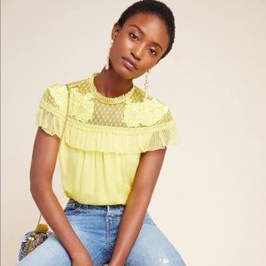 Anthropologie ATSU Sequin Neve Embroidered Blouse M Top